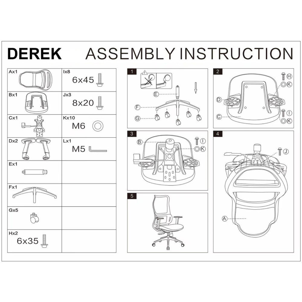 Крісло поворотне DEREK чорна екошкіра/чорний каркас