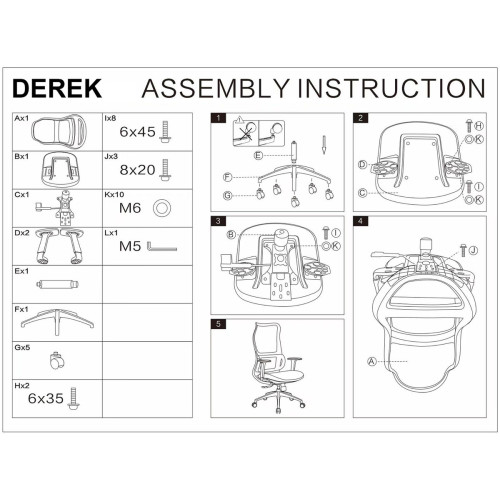 Крісло поворотне DEREK чорна екошкіра/чорний каркас