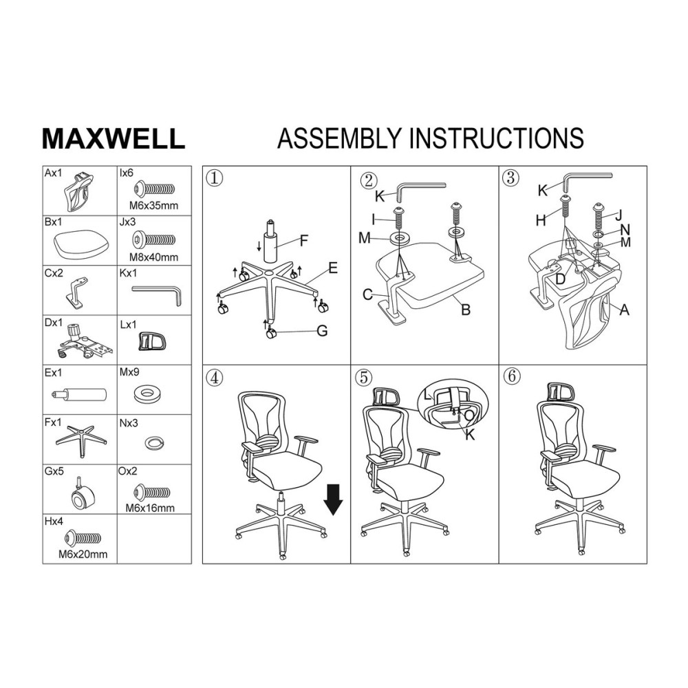 Крісло поворотне MAXWELL сіре/сірий каркас