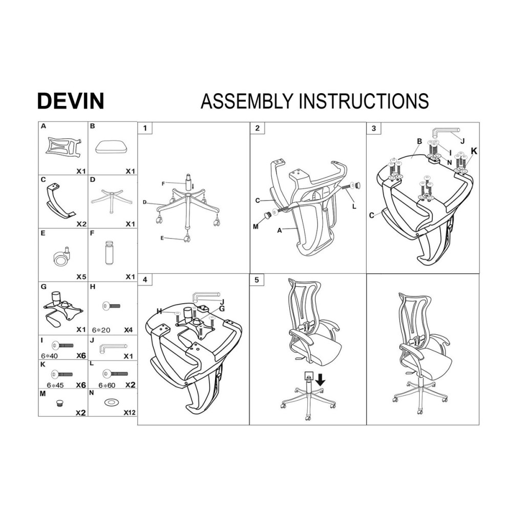 Крісло поворотне DEVIN сіре/сірий каркас