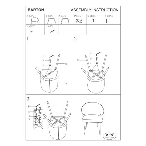 Стілець BARTON чорний каркас/темно-коричнева екошкіра