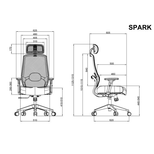 Крісло поворотне SPARK чорна тканина/чорний каркас