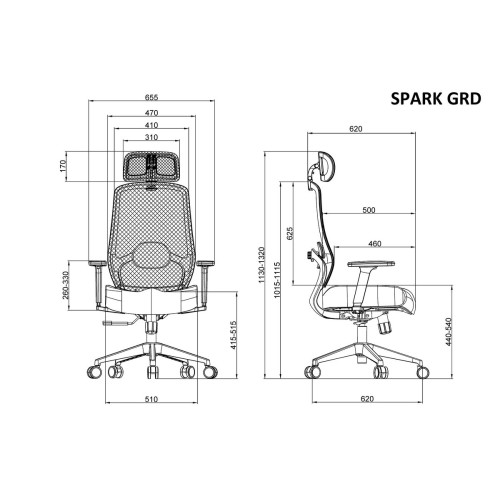 Крісло поворотне SPARK градієнт/чорна тканина/сірий каркас Крісло поворотне SPARK градієнт/чорна тканина/сірий каркас