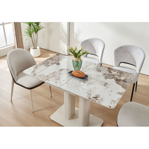 Стіл ROTTERDAM CERAMIC 120(160)*75 білий глянець/кашемір