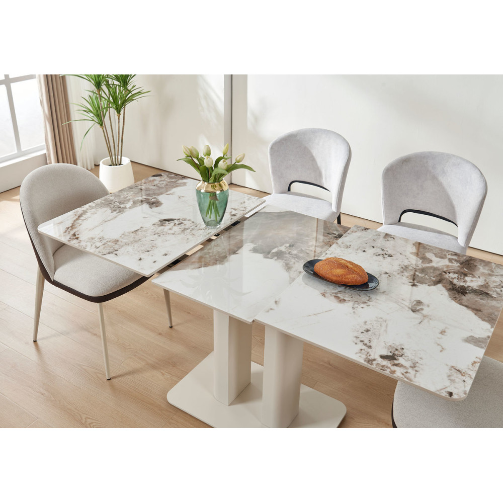 Стіл ROTTERDAM CERAMIC 120(160)*75 білий глянець/кашемір