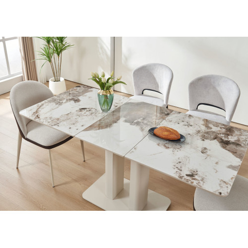 Стіл ROTTERDAM CERAMIC 120(160)*75 білий глянець/кашемір