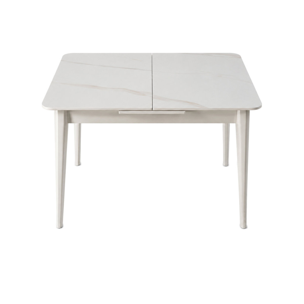 Стіл TALLINN CERAMIC 90(120)*70 білий глянець/кашемір