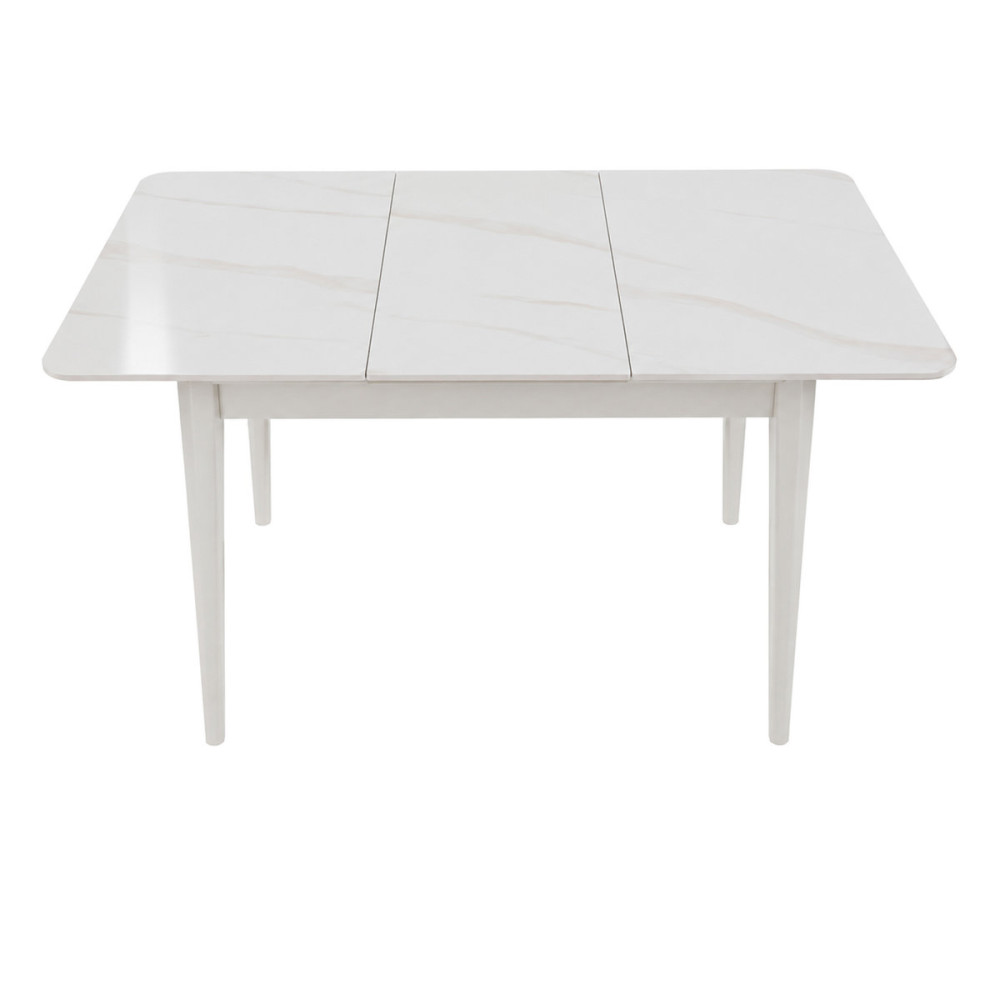 Стіл TALLINN CERAMIC 90(120)*70 білий глянець/кашемір