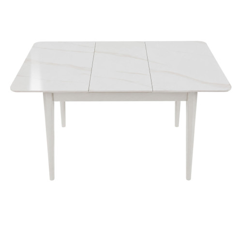 Стіл TALLINN CERAMIC 90(120)*70 білий глянець/кашемір