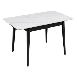 Стіл TALLINN CERAMIC 90(120)*70 білий/чорний каркас
