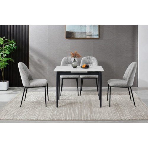 Стіл TALLINN CERAMIC 90(120)*70 білий/чорний каркас