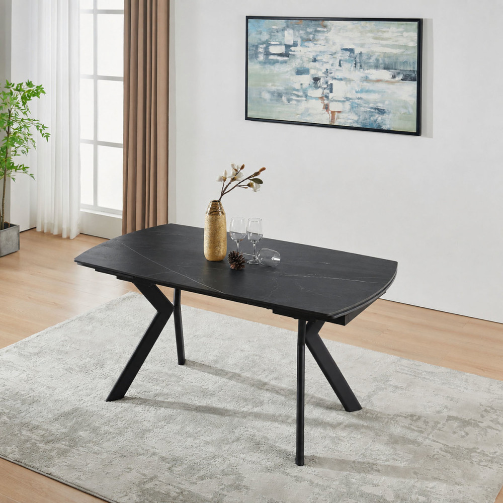 Стіл NOREEN CERAMIC 140(200)*80 чорний/чорний