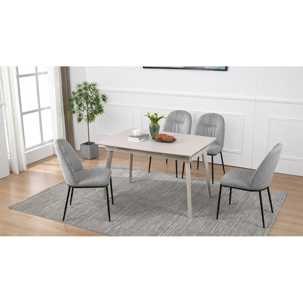 Стіл LORIAN CERAMIC 120(180)*80 білий/кашемір