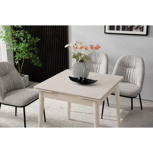 Стіл AVENTO CERAMIC 80(130)*80 білий/кашемір