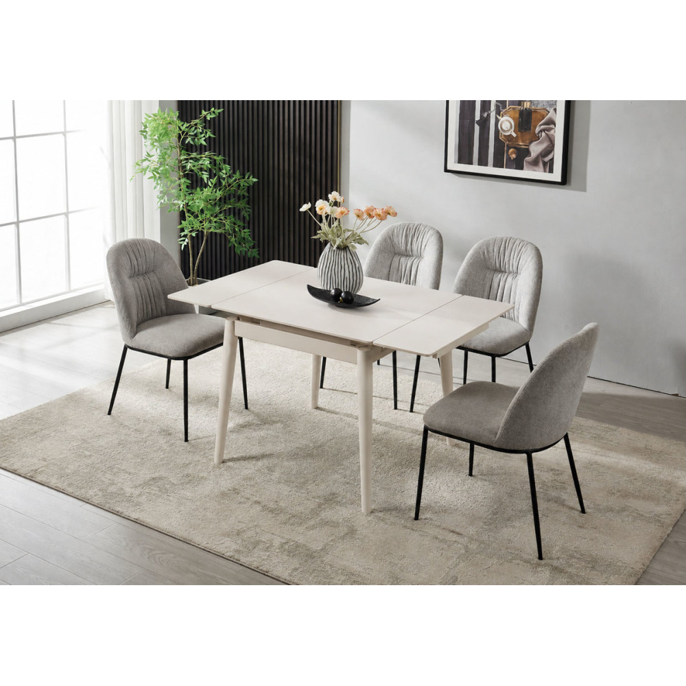 Стіл AVENTO CERAMIC 80(130)*80 білий/кашемір