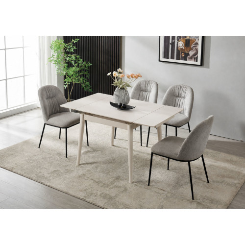 Стіл AVENTO CERAMIC 80(130)*80 білий/кашемір