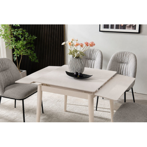 Стіл AVENTO CERAMIC 80(130)*80 білий/кашемір