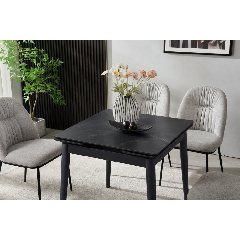 Стіл AVENTO CERAMIC 80(130)*80 чорний/чорний