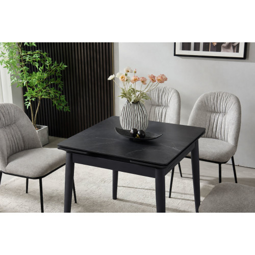 Стіл AVENTO CERAMIC 80(130)*80 чорний/чорний