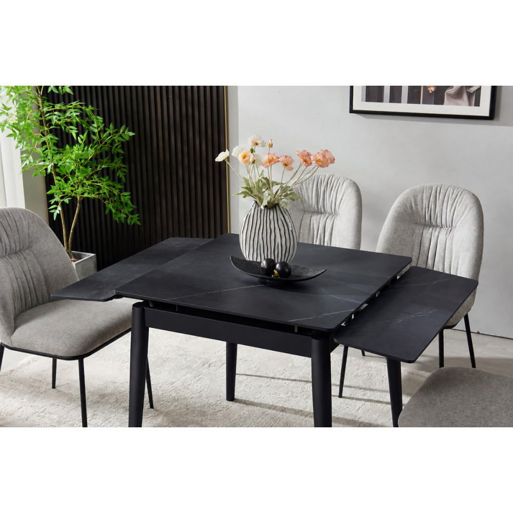 Стіл AVENTO CERAMIC 80(130)*80 чорний/чорний