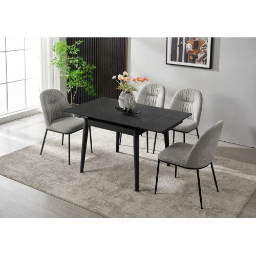 Стіл AVENTO CERAMIC 80(130)*80 чорний/чорний