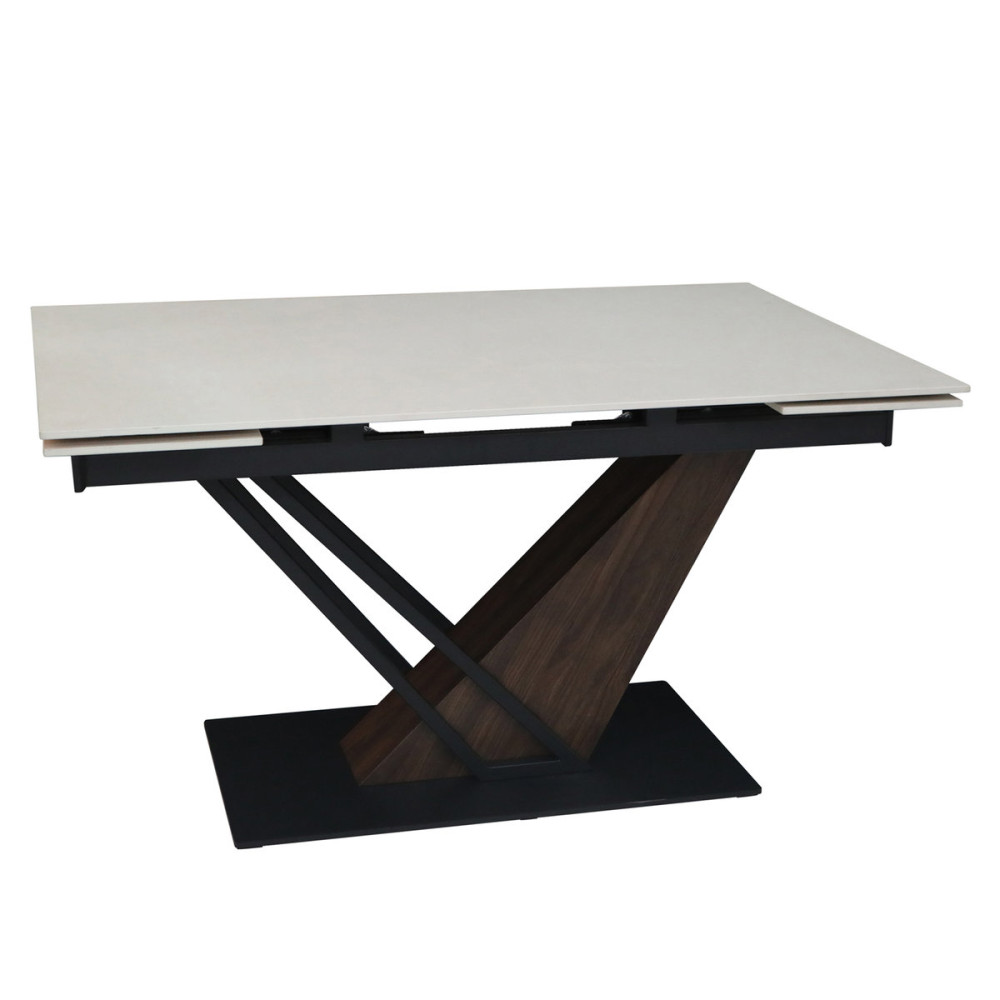 Стіл FERNANDO CERAMIC 160(220)*90 бежевий мат/темний горіх