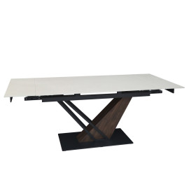 Стіл FERNANDO CERAMIC 160(220)*90 бежевий мат/темний горіх