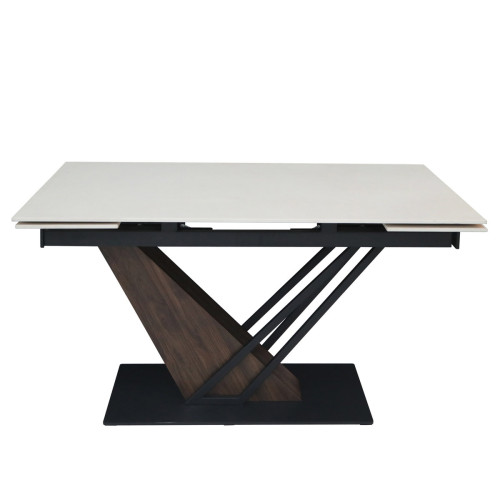 Стіл FERNANDO CERAMIC 160(220)*90 бежевий мат/темний горіх
