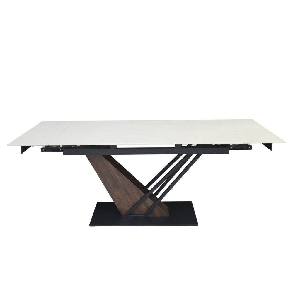 Стіл FERNANDO CERAMIC 160(220)*90 бежевий мат/темний горіх