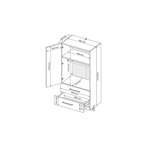 ШКАФ Мила Miromark 2дв 2ящ