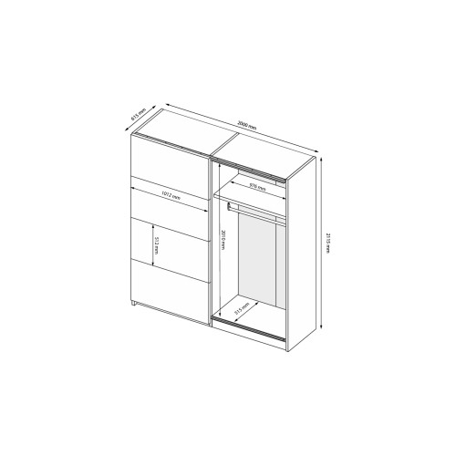 ШАФА-КУПЕ Міла Miromark 2,0х2,1м (*Двері Глянець Білий*)