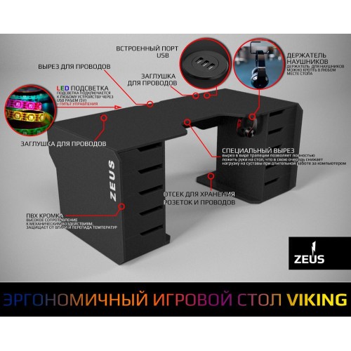 Геймерський ергономічний стіл Viking-1S Zeus