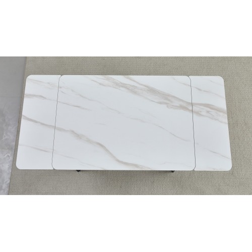 Стіл Madrid Ceramic 140(200)x85 білий глянець / чорний каркас Signal-k