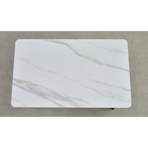 Стіл Madrid Ceramic 140(200)x85 білий глянець / чорний каркас Signal-k