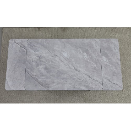Стіл Madrid Ceramic 120(180)x85 сірий глянець / чорний каркас Signal-k