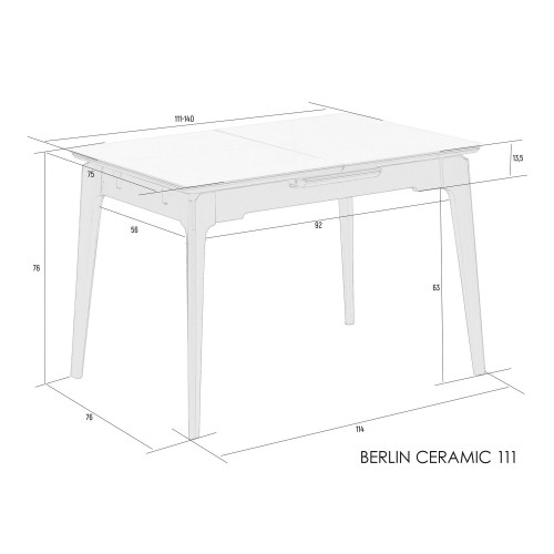 Стіл Berlin Ceramic 111(140)x75 білий глянець Signal-k