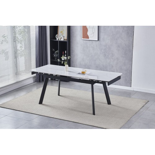 Стіл Oslo Ceramic 120(180)x80 білий мат/чорний каркас Signal-k