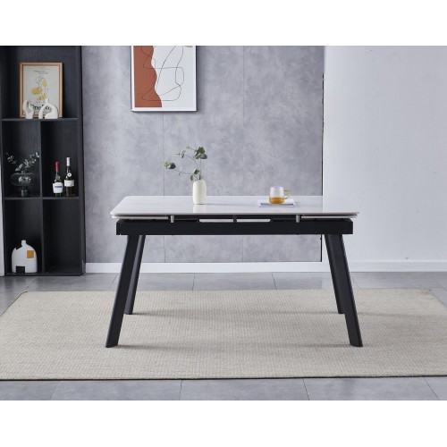 Стіл Oslo Ceramic 120(180)x80 білий мат/чорний каркас Signal-k